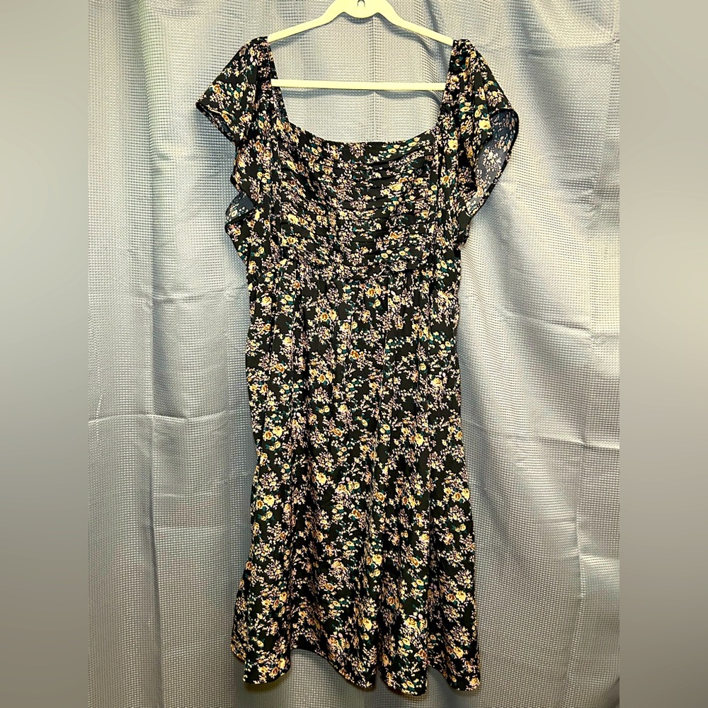 Black Floral Midi Dress